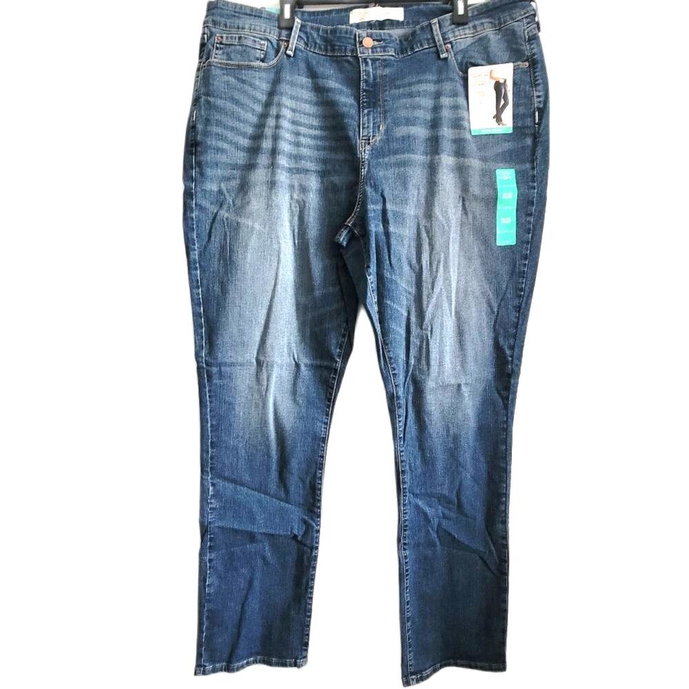NWT Signature Levi Strauss Mid-Rise Straight Stretch Denim Jeans Plus size 24L
